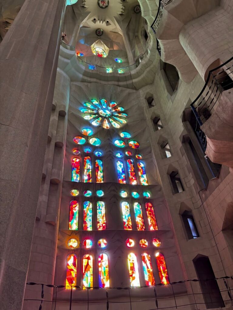 stained glass Barcelona lights in the morning